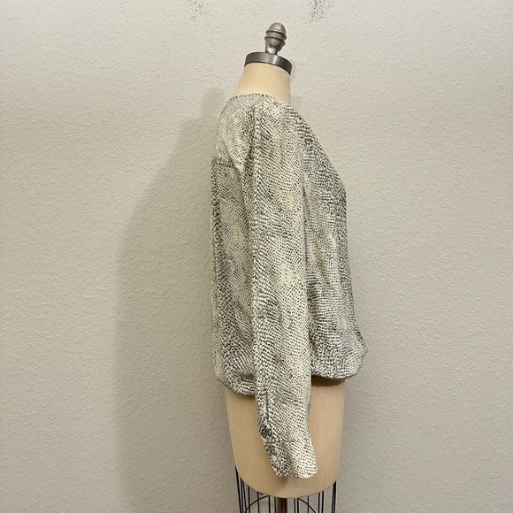 RAILS Hillary Snakeskin-Print Surplice Top Faux Wrap in Cream - Picture 7 of 13